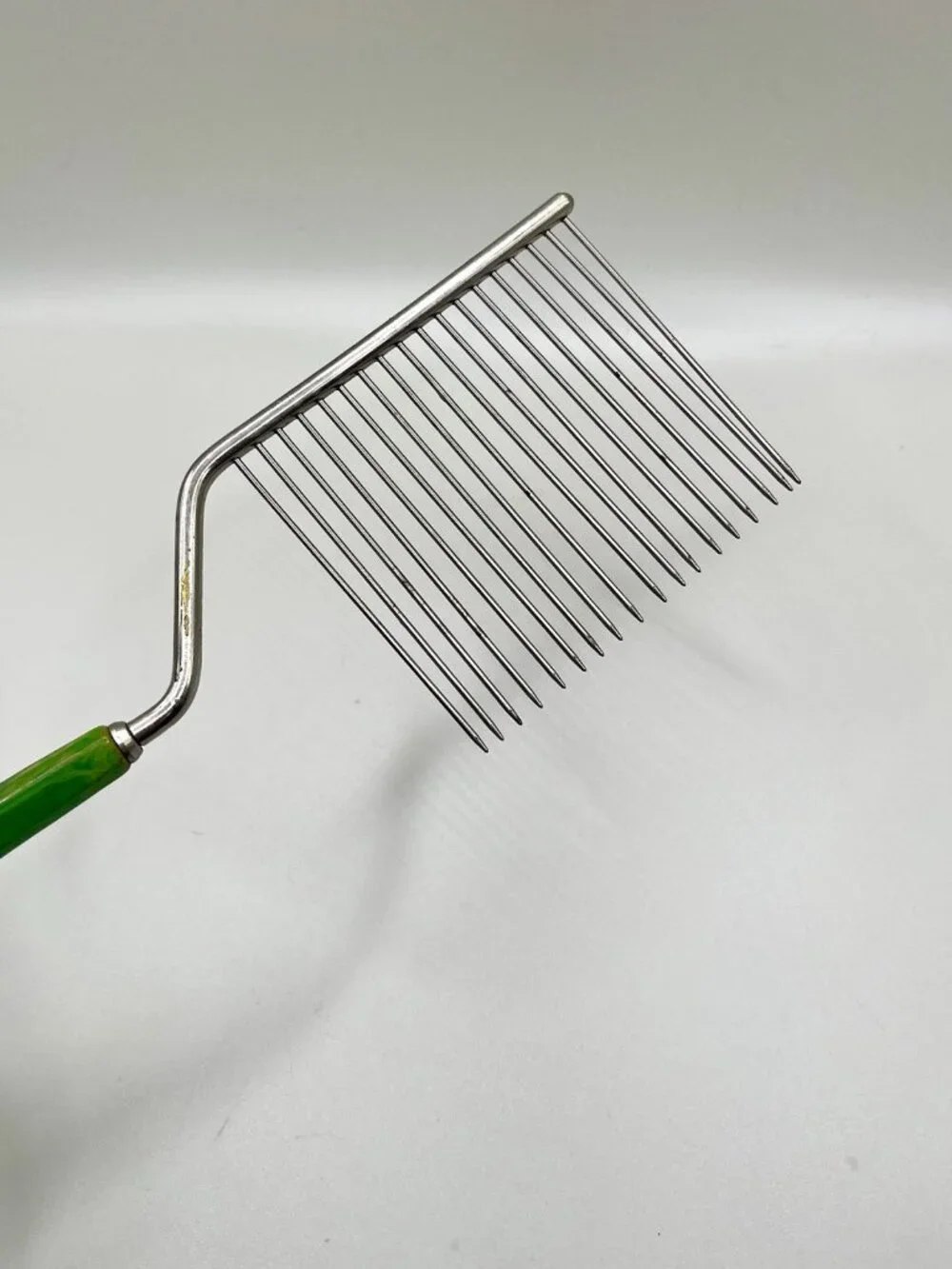 Vintage 30s 40s Green Marbled Bakelite Angel Food Cake Breaker Comb Mid Century